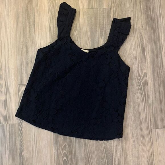 Monteau Navy floral pattern top size M - Picture 1 of 5